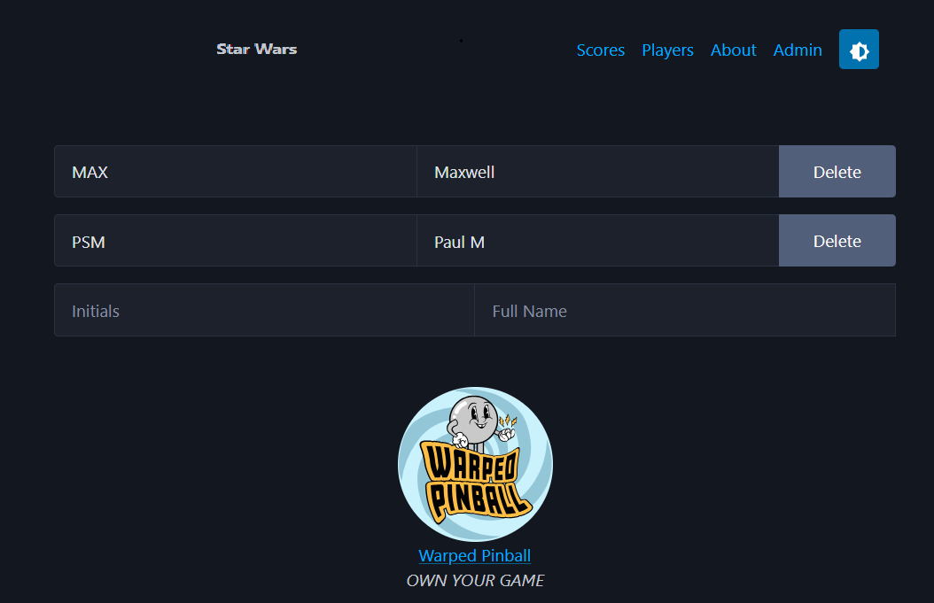 Data East players web page