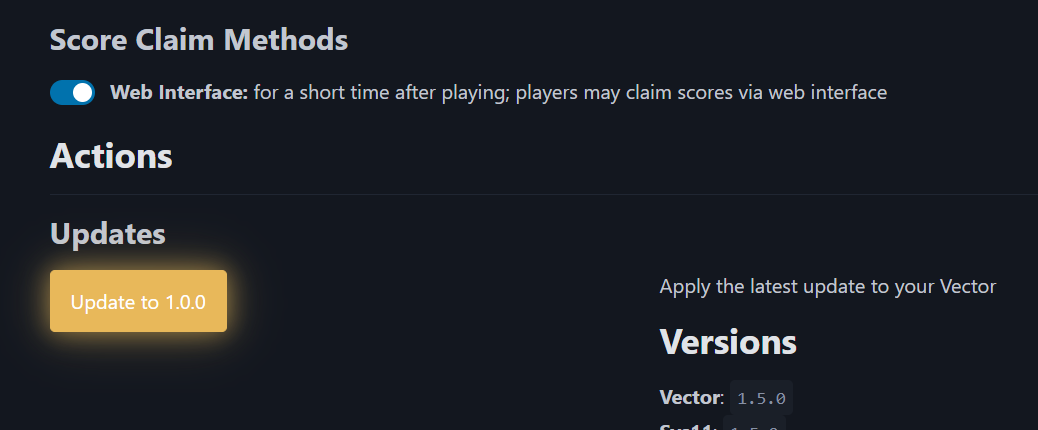 Update button on the Admin page