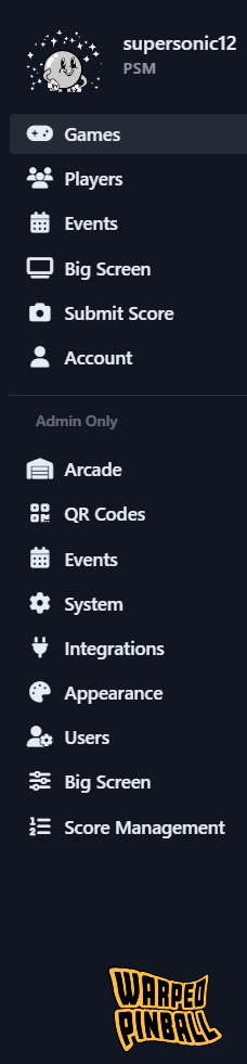 Origin admin menu