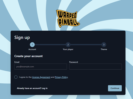 Origin sign-up screen