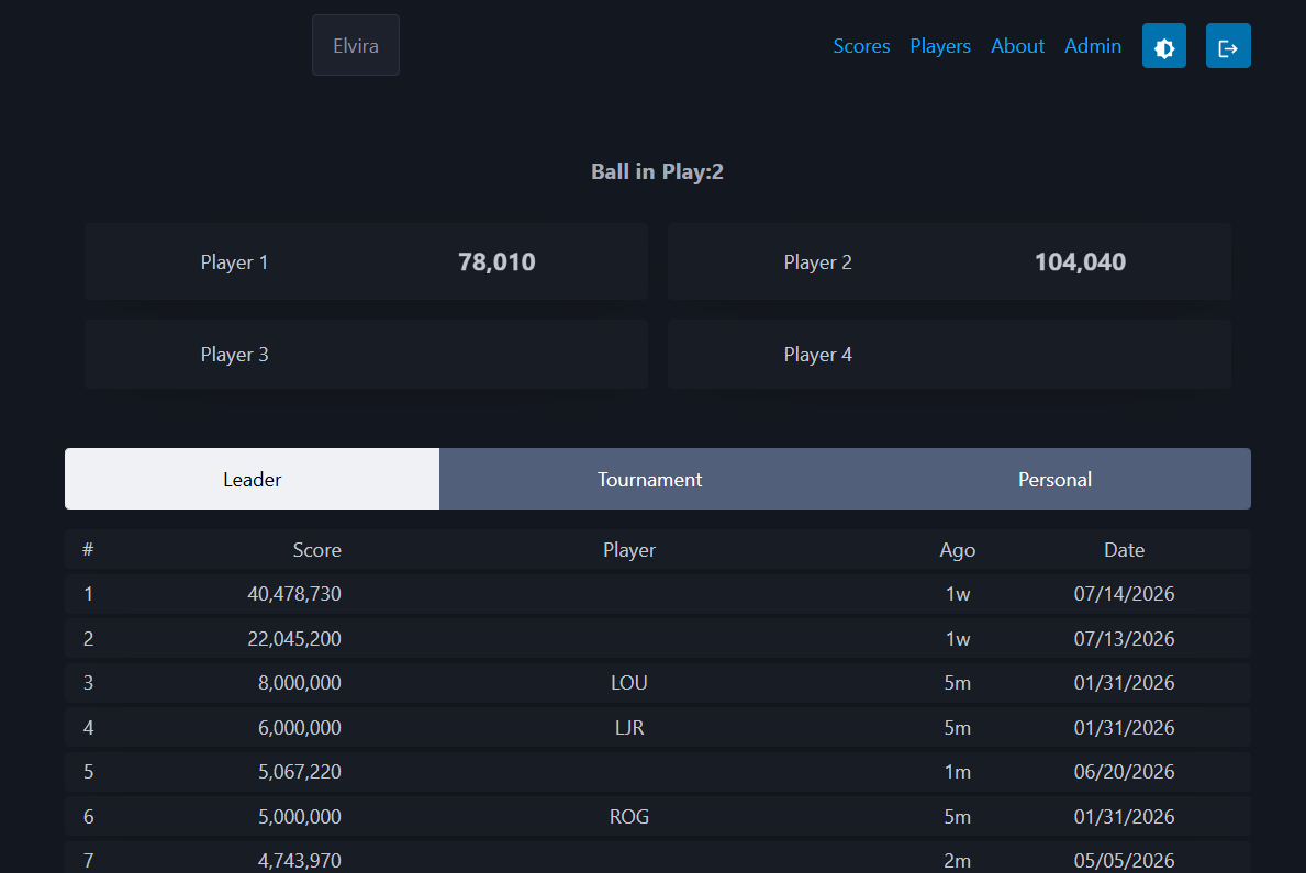 Pin game in play web page